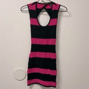 Adorable Guess Pink & Black Striped Sleeveless Sweater Dress!